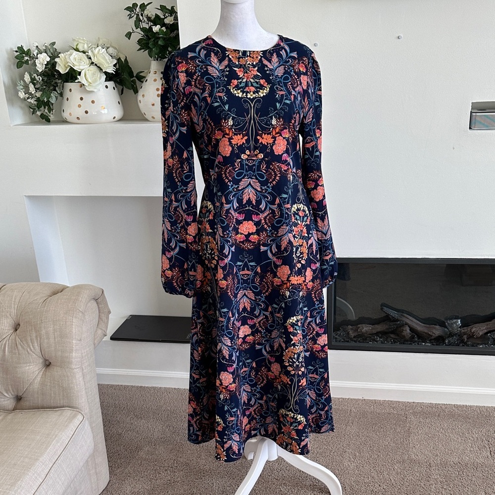 I.madeline Navy Floral Long Sleeve Dress - Picture 3 of 7